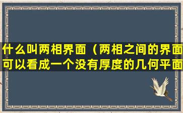什么叫两相界面（两相之间的界面可以看成一个没有厚度的几何平面）